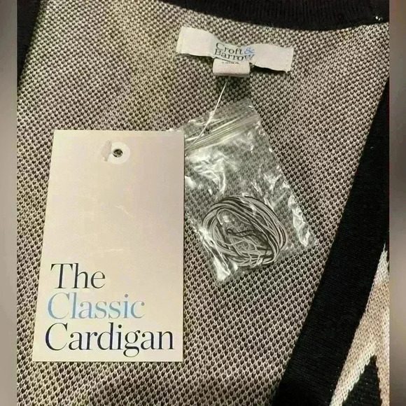 Croft and Barrow NWT Open Cardigan Black White Tan Originally $36 - Picture 6 of 6